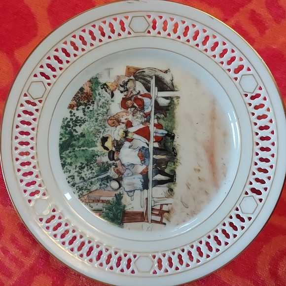 Vintage Wall Plate Country COTTAGE Shabby Chic "Breakfast under the Big Birch" - Picture 2 of 15